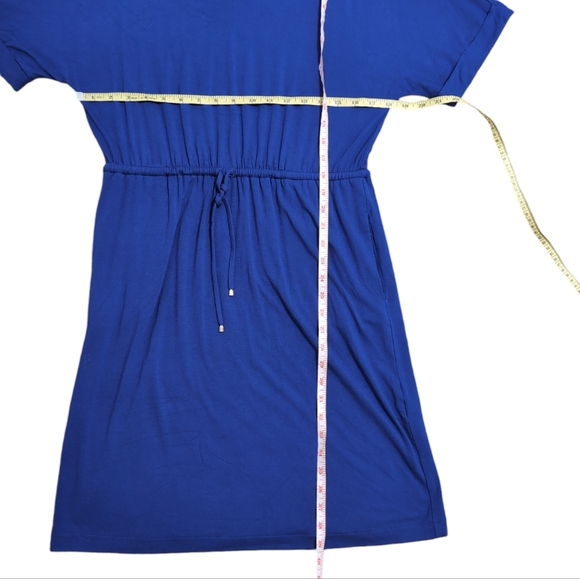 Chico's Split Neck Tie Waist Dress Royal Blue size 1(8/10) Medium Rayon - Picture 8 of 11